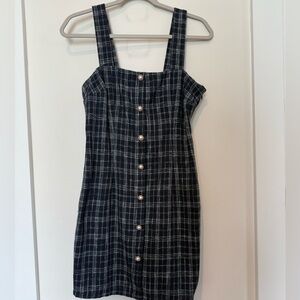 New Look Black and White Checkered Mini Dress
